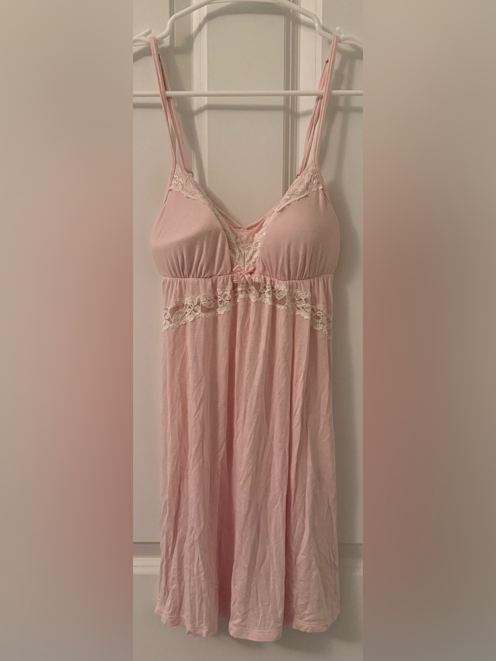 Victoria's Secret Pink Chemise with Cream Lace Trim